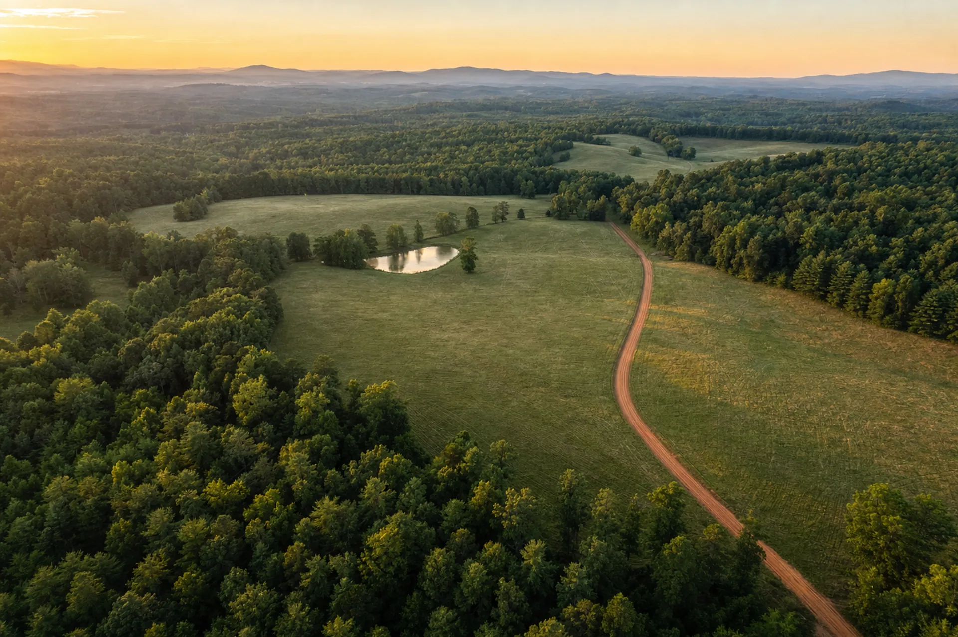 Rolling Carolina land at golden hour