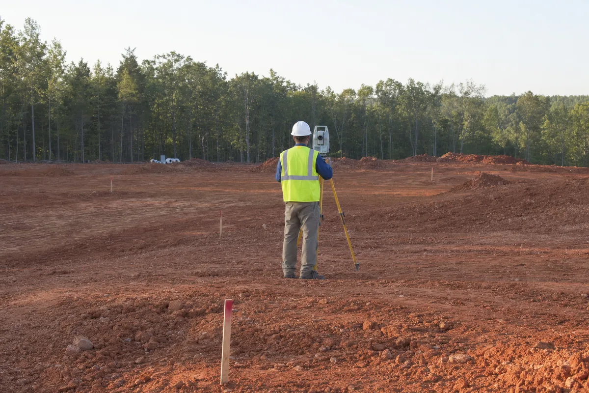 Survey work underway on a cleared site